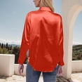 thumbnail image 3 of Ladies Tops, Women's Solid Color Long Sleeved Button Turndown Collar Fashionable Top, Birthday Gifts, 3 of 5