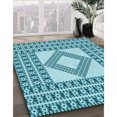 thumbnail image 3 of Ahgly Tapis d'Intérieur Lavable en Machine Carré Transitionnel Vert Cyan Foncé, 7 Pieds Carré, 3 of 7