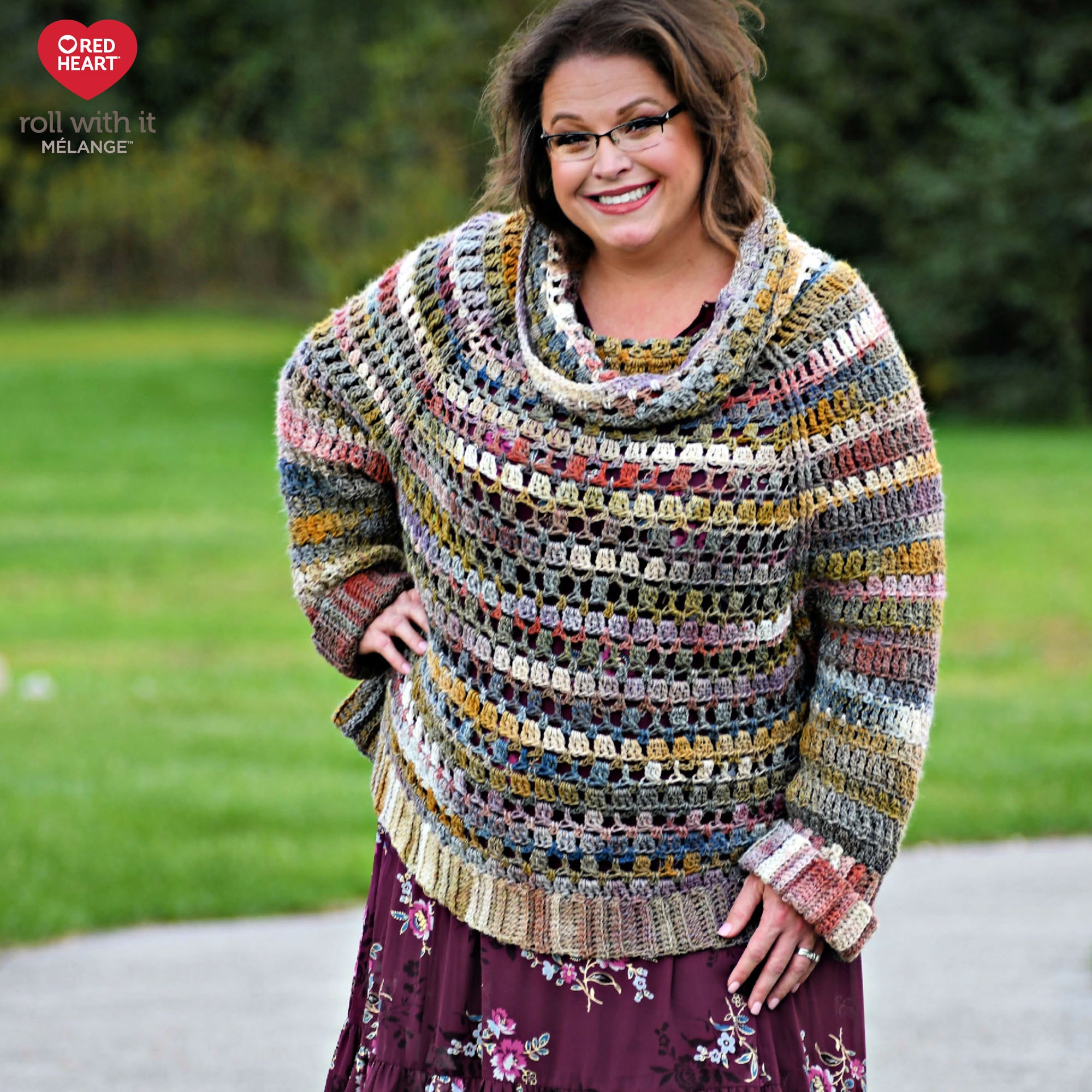 Red Heart® Roll with it melange™ #4 Worsted (Medium) Acrylique Fil, 5.29oz/150g 389 Yards