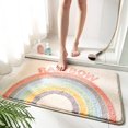 thumbnail image 3 of Rainbow Flocking Bath Mat, Bathroom Rug Water Absorbent Non-Slip Soft Microfiber Carpet Mat for Tub Sink Shower and Bath Room Cute Cartoon Doormat, 24"x16"-Rainbow, 3 of 6