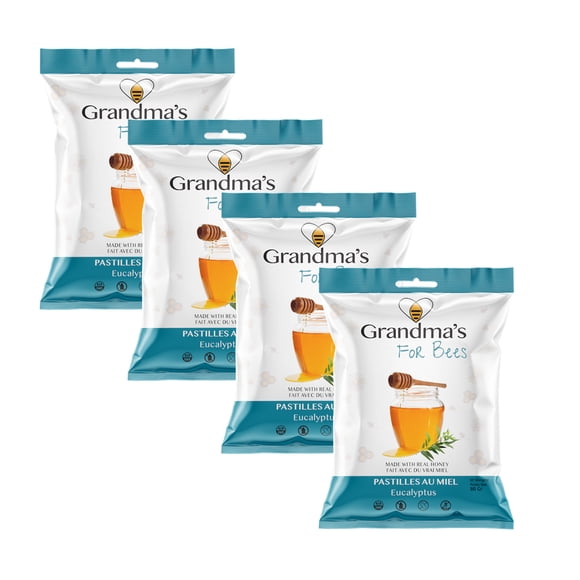 Grandma's for Bees | Honey and Eucalyptus 80g - Pack of 4 | Old Fashioned Honey Drops