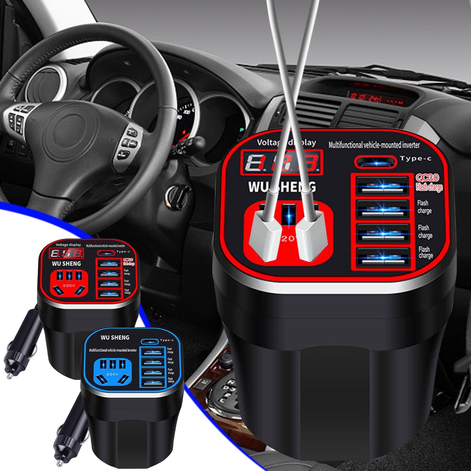 Car Charger Car Charger Adapter USB Car Charger Car Truck 12V/24V To 220V Multi-Function Vehicle Inverter Converter Charger