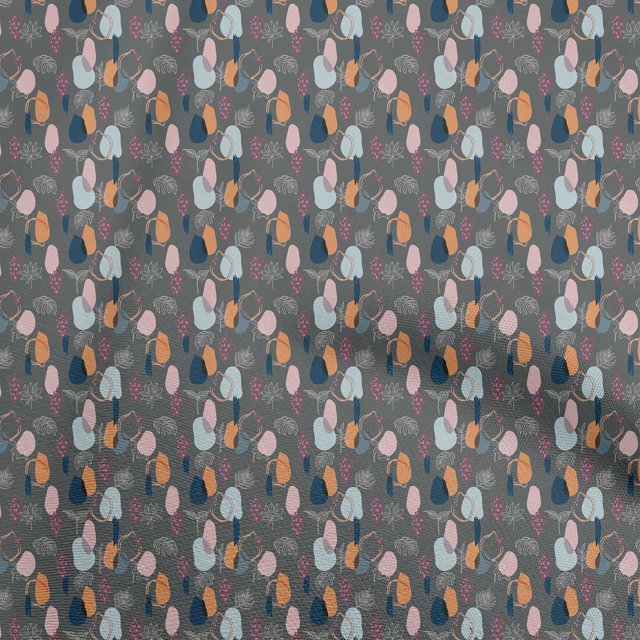 oneOone Georgette Viscose Dark Gray Fabric Tropical Craft Projects Decor Fabric Printed By The Yard 42 Inch Wide