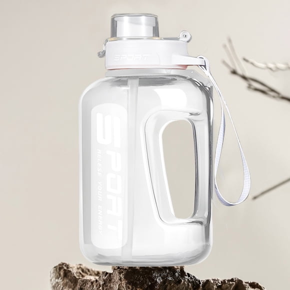 Gourde de Sport - Conception Anti-Fuite avec Paille, Graduations pour le Suivi de L'Hydratation, Portable pour la Salle de Sport Et, Blanc, JKODE