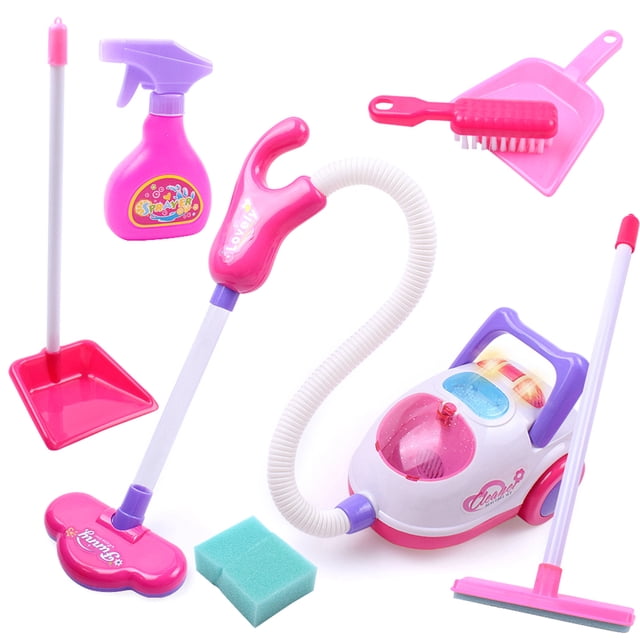 Bangcool Kids Cleaning Set Cute Plastic Vacuum Cleaner Toy Housekeeping Toy with Light