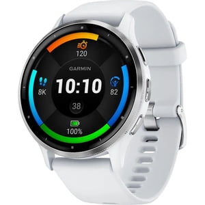 Rénové (bon) Garmin Venu 3 GPS 45mm Smartwatch - Boîtier de lunette et pierre blanche en acier inoxydable argenté (010-02784)