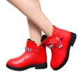 thumbnail image 3 of Kcodviy Children Shoes Thick Heel Tall Girls Riding Boots Short Boots Warm Leather Winter Boot Boots Baby Bow Cute Leather Boots Size 13 Shoes Warm Boots, 3 of 9