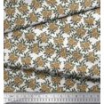 thumbnail image 3 of Soimoi Satin Silk Fabric Leaves & Floral Block Printed Fabric 1 Yard 42 Inch Wide, 3 of 3
