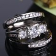 thumbnail image 2 of Kcodviy Women's Sparkling Set Zirconia Wedding Ring Set for Women Ring Promise Ring Set Cute Rings Zirconia Ring Engagement Ring Stacking Rings Jewelry Three Piece Set, 2 of 8