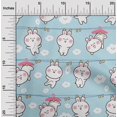 thumbnail image 2 of oneOone Rayon Light Blue Fabric Asian Kawaii Rabbit Craft Projects Decor Fabric Printed By The Yard 56 Inch Wide, 2 of 4