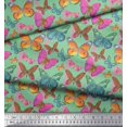 thumbnail image 2 of Soimoi Moss Georgette Fabric Stripes & Butterfly Decor Fabric Printed Yard 42 Inch Wide, 2 of 5