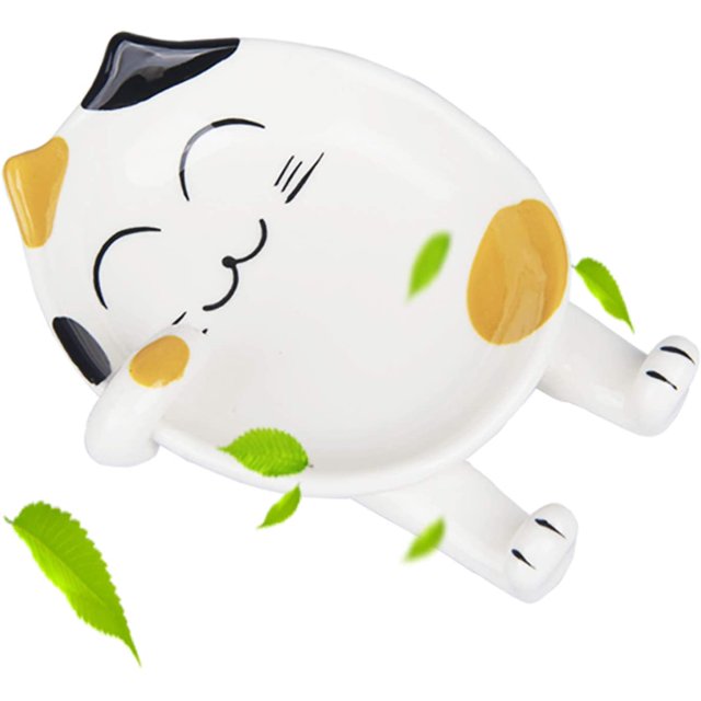 Spoon Rest, Ceramic Cute Red Coffee Cat Spoon Rest, Spoon Holder Rest For Stove Top, Cat Kitchen Accessories, Stove Holder Utensil Spoon Rest For Kitchen Counter, Kitchen Decor(Red)