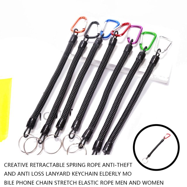 stanreset Portable Spiral Keyring Anti-lost Keychain Reusable Fashion Handbag Waist Hanging Metal Key Chain Keys for Elder Long