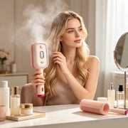 Electric Steam Hair Straightener Brush Rechargeable Detangling Comb USB with Mist Spray for Curly Hair Styling