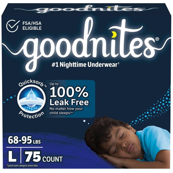 Sous-vêtements de nuit Goodnites pour garçons, taille P/M (20 à 31 kg, [43 à 68 lb]), 99 sous-vêtements