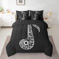 thumbnail image 2 of Abstract Musical Notes Bed in a Bag King Size Comforter Set 7 Pieces,Guitar Bedding Sets Modern Rock Music Sheet Set with Comforter,Fashion Hip Hop Bed Set, 2 of 6