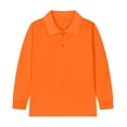 thumbnail image 4 of WUANDIXFA Chemise Fille Manches Longues Chemise Garçon Manches Longues T-Shirt Coton pour Enfants École Chemise à Col pour Filles Robe de Base Orange, 5-6 Ans, 4 of 5