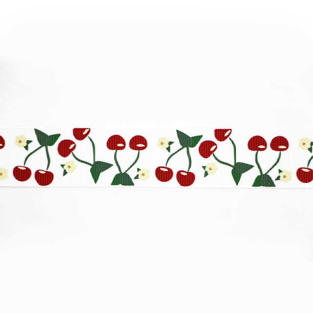 UNIQUE CREATIV, Ribbon, Printed Grosgrain, Cherry, 20mm × 5.4m (0.78" × 18ft)