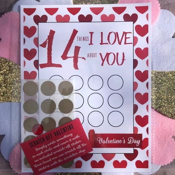 Yhmxh Valentines Day Gifts for Him/Her,Valentines Day Decorations Valentine Scratch Off Print Valentine’s Day Scratch-Off 14 Things To With Options Scratch Offs