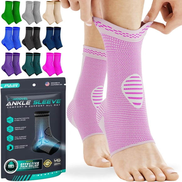 Modvel Foot & Ankle Brace Socks for Sprained Ankle Compression Sleeve - Foot Support for Women & Men - Tendonitis & Arthritis Ankle Brace Sports Running Torn Ligaments & Women Stabilizing Ankle Wrap