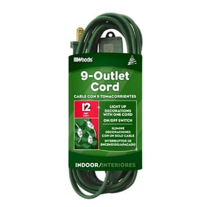 Woods 32189 Indoor Extension Cord With Nine Power Outlets (12 Feet, Green)