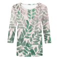 thumbnail image 4 of Jsaierl Automne Manches 3/4 Hauts pour Femmes Décontractés Col Rond Chemises Mode Imprimées T-Shirts Confortables Légers 2024 Blouses pour Dames, 4 of 5