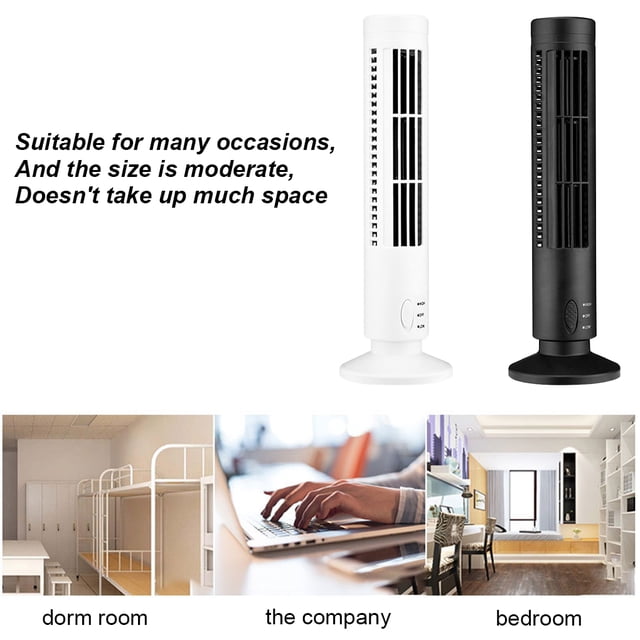 USB Standing Tower Fans Bladeless Floor Air Conditioner Fan; Adjustable Humidifier Energy-Saving Slim Design Conditioning Ventilator Fan Black