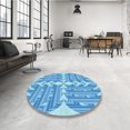 thumbnail image 4 of Ahgly Company Tapis d'Intérieur Lavable en Machine Carré Transitionnel Bleu Néon, 5 Pieds Carré, 4 of 7
