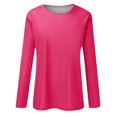 thumbnail image 4 of Timegard Womens Tops Long Sleeve Round Neck Solid Color Basic Tee Fall Casual Comfy Loose Tops Blouse, 4 of 5