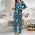 thumbnail image 2 of XDZJLR Womens Pajama Set Long Sleeve Comfortable Two Piece Outfit Cozy Relaxed Fit Pjs Blue M, 2 of 9