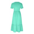 thumbnail image 4 of Penkiiy Robes Maxi pour Femmes 2024 Décontractées d'Été à Manches Courtes, Robe d'Été Ample Plissée à Étages Fluide de Plage avec Poches 2TG Vert Menthe, 4 of 5