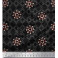 thumbnail image 1 of Soimoi Polyester Crepe Fabric Damask & Argyle Geometric Print Fabric by The Yard 42 Inch Wide, 1 of 3