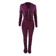 thumbnail image 1 of Honganda Slim Pleated Zipper Hooded Top and Pants Two-piece Suit, 1 of 6