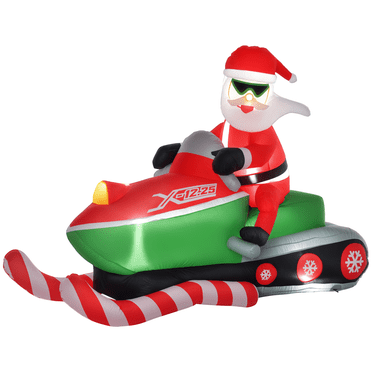 HOMCOM Christmas Inflatable Santa on Snowmobile Light Indoor Outdoor Decor