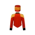 thumbnail image 2 of Hansber Enfants Garçons Uniforme d'Équipe de Tambour-Major Tenue de Performance de Batteur Veste à Franges de Fanfare et Chapeau B Rouge 10, 2 of 7