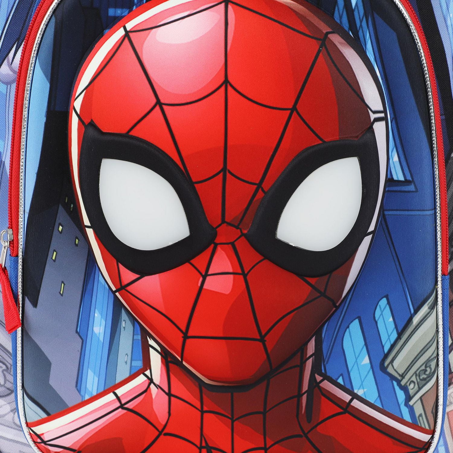 Marvel Spiderman Light-Up Eyes and 3D Molded Front Pocket 17” featuring Spider-Man, Miles Morales, Green Goblin, Venom