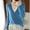 thumbnail image 5 of Cardigan Manteau Doux en Tricot pour Femmes, Mode Durable, Printemps et Automne, Décontracté, Ample, Uni, Manches Longues, Col en V, à Boutons - Hontri, 5 of 5