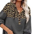 thumbnail image 4 of Pullover , Polyester Fiber Leopard Print Hooded Sweatshirt V Neck  For Spring Fall Winter Khaki,Gray,Black,Blue, 4 of 7