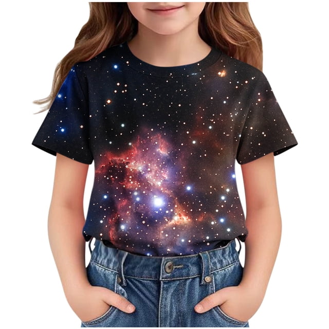 Jamicy T-Shirts pour Filles Mode Enfants Garçons Filles T-Shirts Graphiques 3d Cool Col Rond T-Shirt Unisexe Manches Courtes Hauts Tees