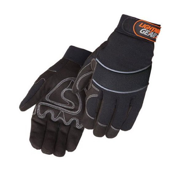 Liberty Glove & Safety 0915Q/BK/L Gant Mécanique en Cuir Simulé Premium OnyxWarrior avec Patch Palmier, Grand, Noir (Lot de 1 Paire)