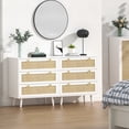 thumbnail image 4 of Eumyviv Commode Rectangulaire à 3 Tiroirs, Armoire de Rangement Rustique en Rotin Table de Chevet Blanche pour Chambre, Salon, H0072, 4 of 9