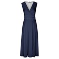thumbnail image 4 of AherBiu Formal Dresses for Women Sleeveless Deep V Neck Ruched Flowy Evening Party Cocktail Maxi Dress, 4 of 5