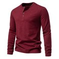 thumbnail image 2 of Yuyuzo Men Basic Tops Long Sleeve 1/4 Button Notch V Neck Cozy Fall Casual Shirts Blouse Solid Color, 2 of 5