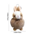 thumbnail image 3 of Fluffy Rabbit Keychain Pendant Soft Plush Toy Backpack Charm Khaki Metal Hook Attachment Car Accessory Gift Decorative Item Lightweight Portable Fur Simulation Y-464 Khaki, 3 of 7