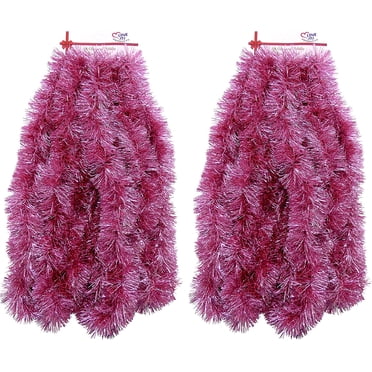 Guirlande de Guirlandes Super Super Épaisses en Paquets Multiples pour Noël, Anniversaires, Décoration des Fêtes, Événements Spéciaux (Rose, 2 Paquets de Guirlande de 25 Pi, 50 Pi au Total)