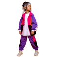 thumbnail image 2 of WEAIXIMIUNG Ensemble pour Bébé Unisexe Enfants Ensemble de Vêtements à Blocs de Couleur Survêtement Rétro de Rue Élégant Tenue Costume de Danse Hip-Hop 170, 2 of 6