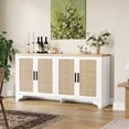 thumbnail image 1 of 4-Door Sideboard Buffet Cabinet, Natural Rattan Storage Cabinet with Storage, Boho Entryway Console Table, Farmhouse Coffee Bar Station with 4 Doors for Dinning Room, Living Room, Kitchen, 1 of 6