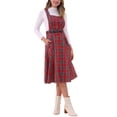 thumbnail image 4 of INSPIRE CHIC Robe Salopette à Carreaux pour Femme Vintage Sans Manches Ligne A Robe Chasuble L Rouge Vert, 4 of 6