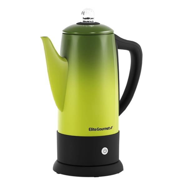 Elite Gourmet EC812G Vintage Percolateur à Café Électrique 50’s Bouton de Progression d'Infusion Clair Poignée au Toucher Froid Service Sans Cordon, 12 Tasses, Vert Rétro