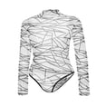thumbnail image 4 of Combinaison en Maille Transparente pour Femmes, Manches Longues, Col Haut, Imprimé Géométrique, Ajustée, Noir m, 4 of 7